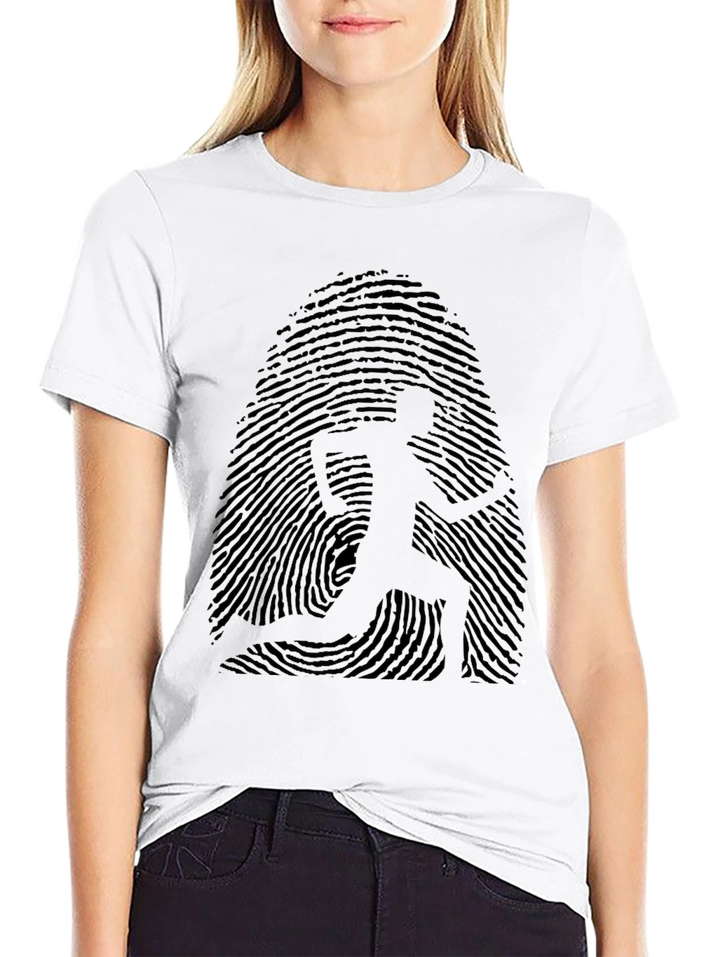 Fingerprint Runner Graphic Tee - Black Casual Shirt