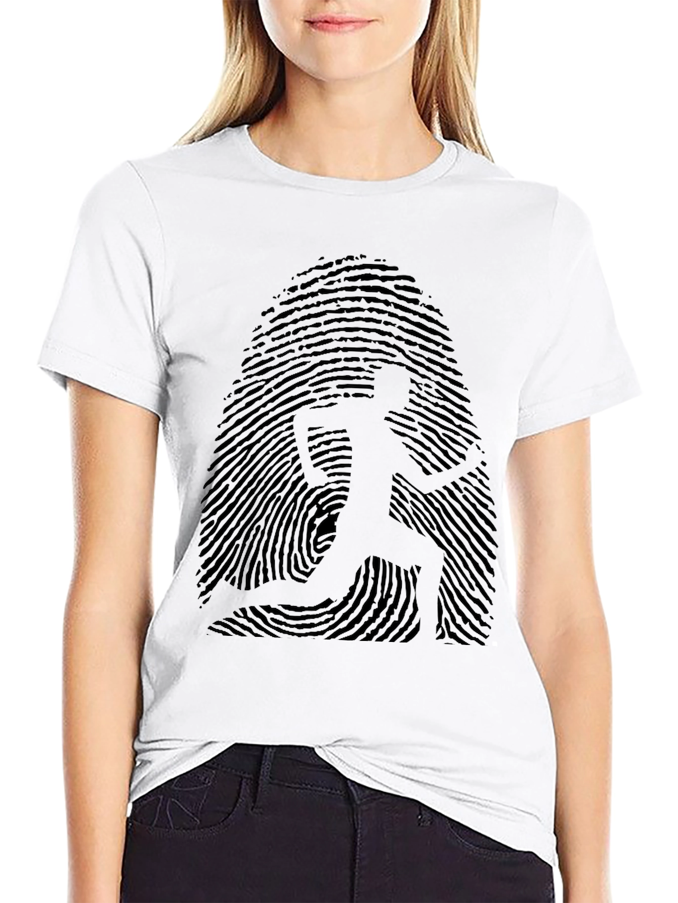 Fingerprint Runner Graphic Tee - Black Casual Shirt