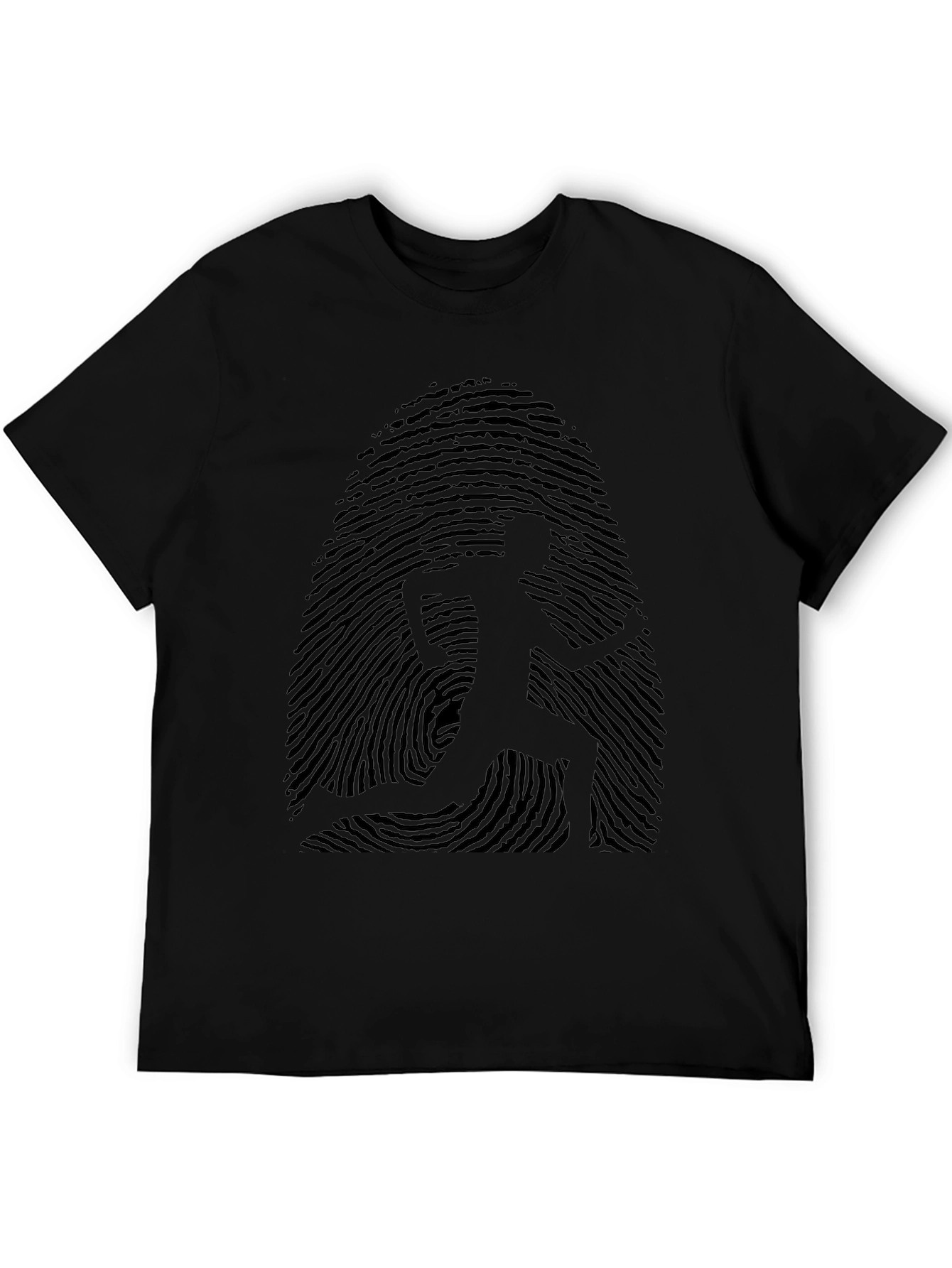 Fingerprint Runner Graphic Tee - Black Casual Shirt