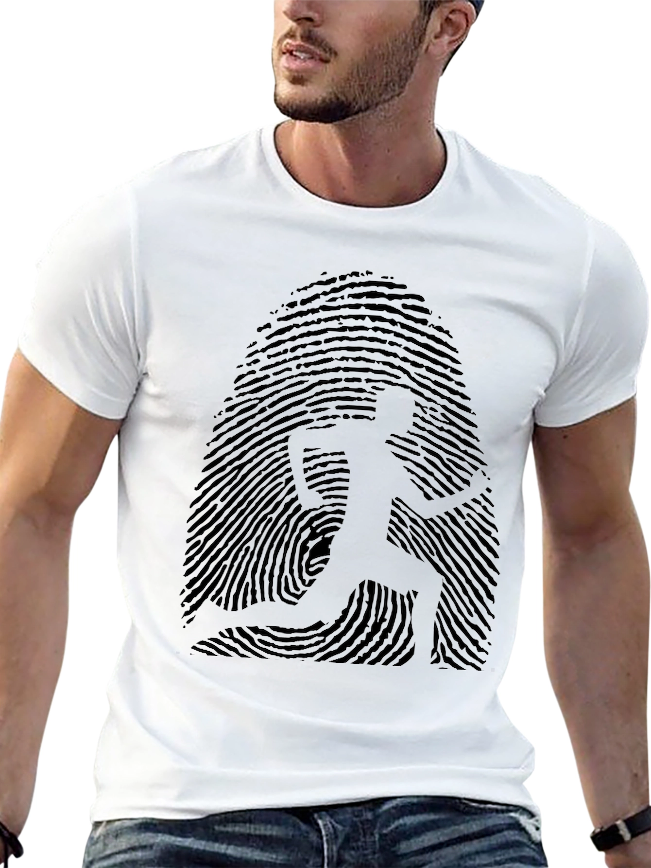 Fingerprint Runner Graphic Tee - Black Casual Shirt
