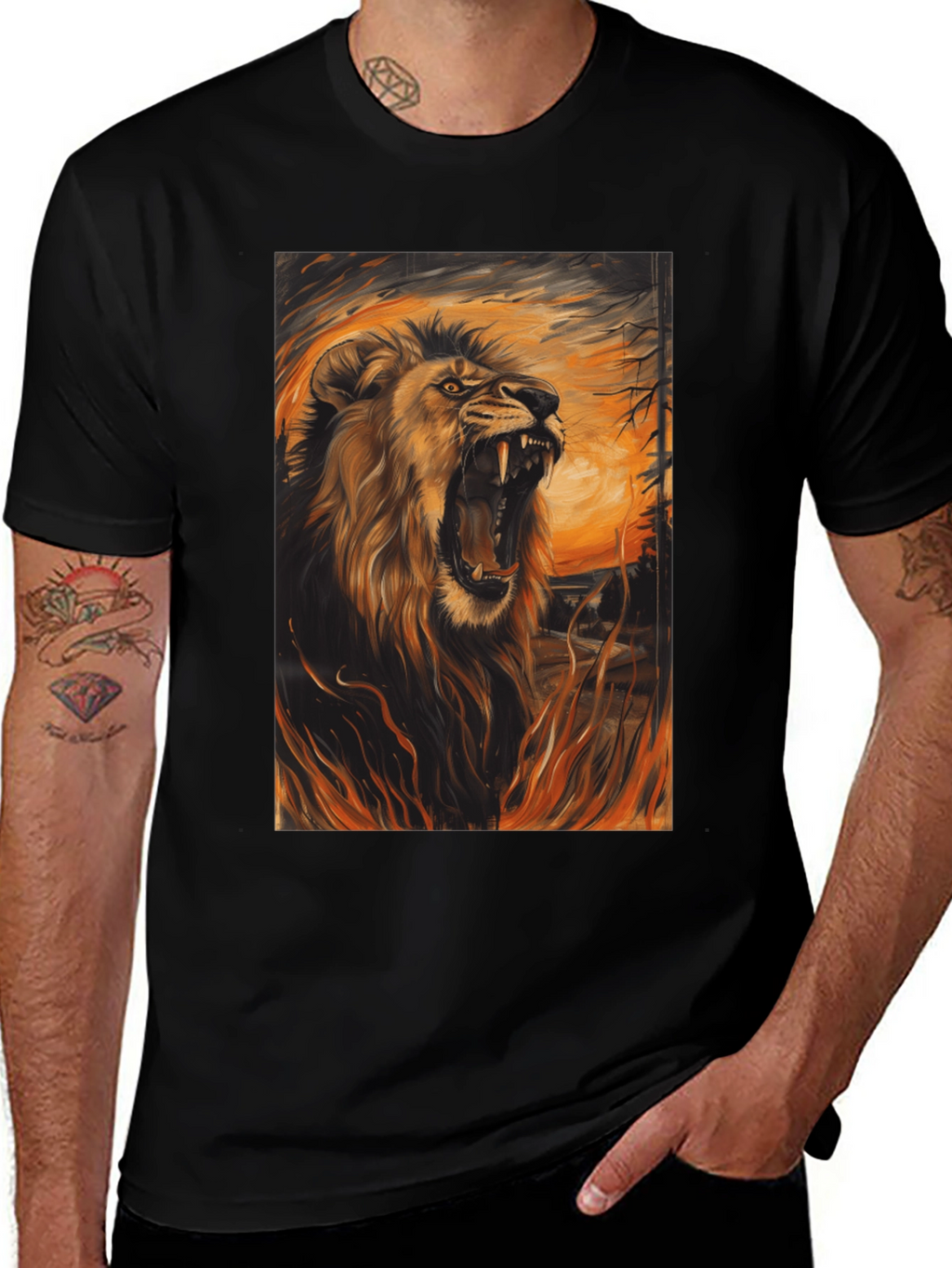 Roaring Lion Graphic Tee - Mens Black T-Shirt