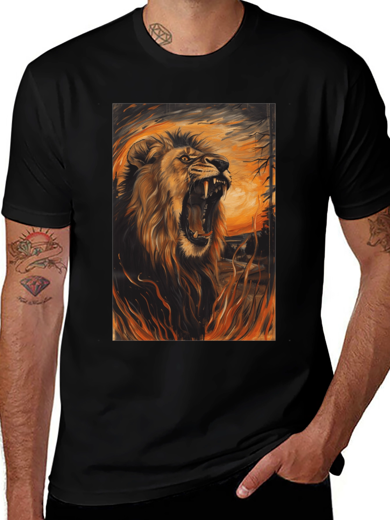 Roaring Lion Graphic Tee - Mens Black T-Shirt