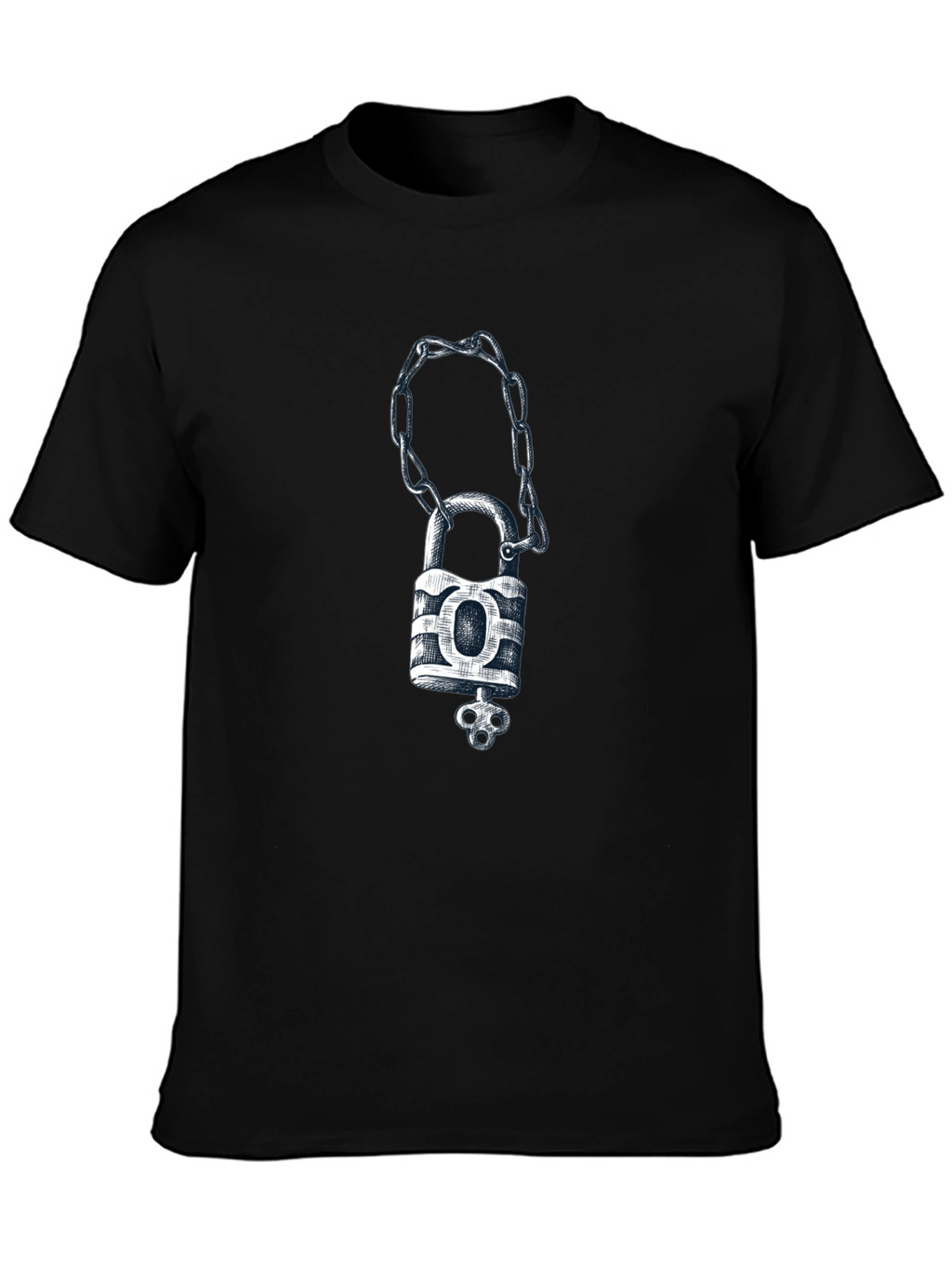 Padlock & Chain Graphic Tee - Mens Black T-Shirt
