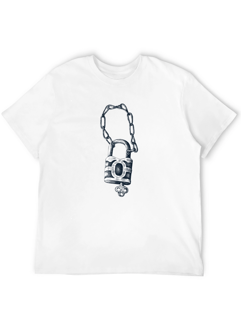Padlock & Chain Graphic Tee - Mens Black T-Shirt