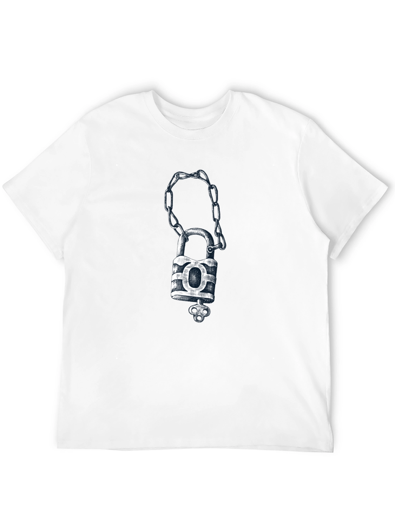 Padlock & Chain Graphic Tee - Mens Black T-Shirt