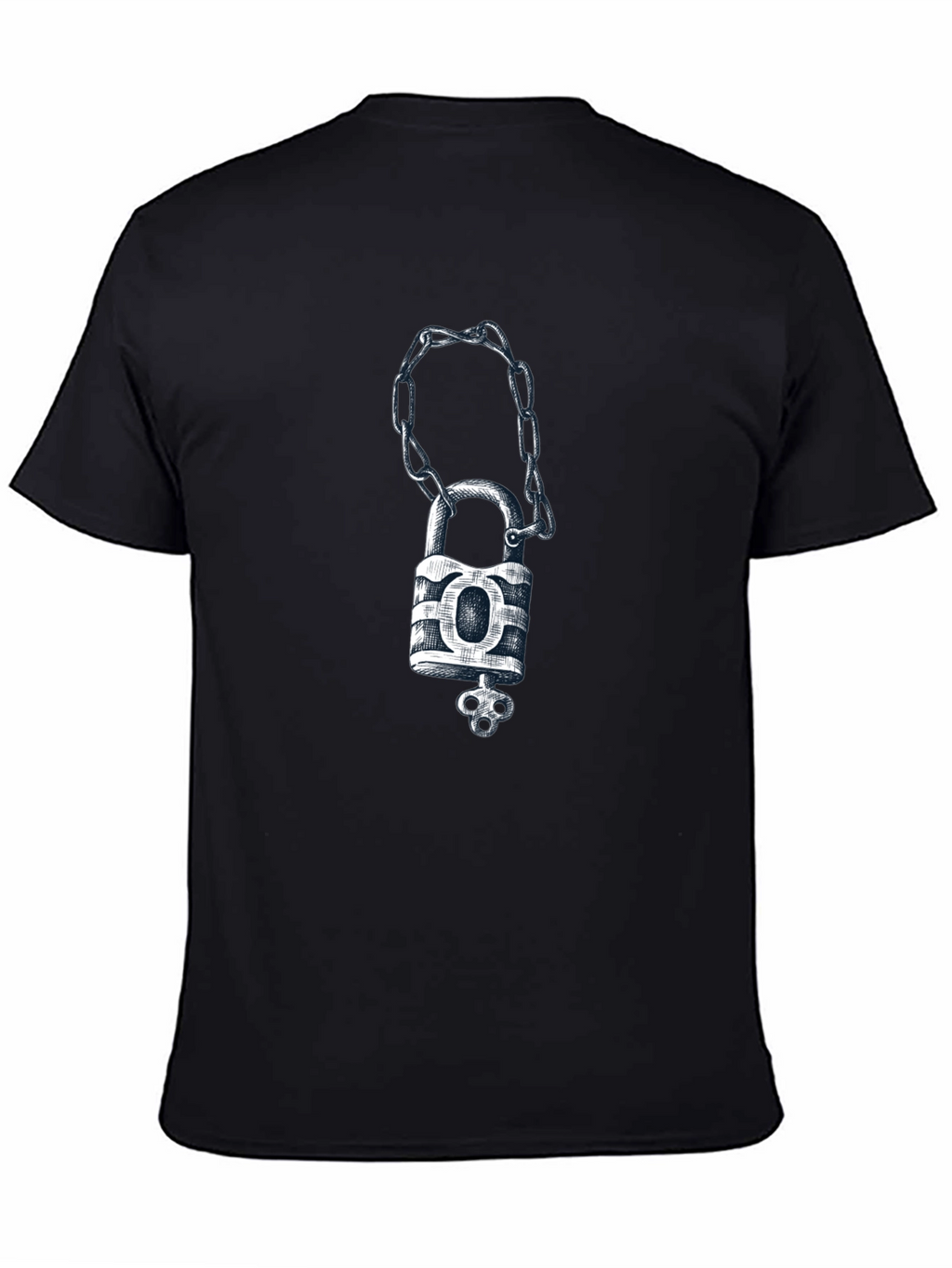 Padlock & Chain Graphic Tee - Mens Black T-Shirt