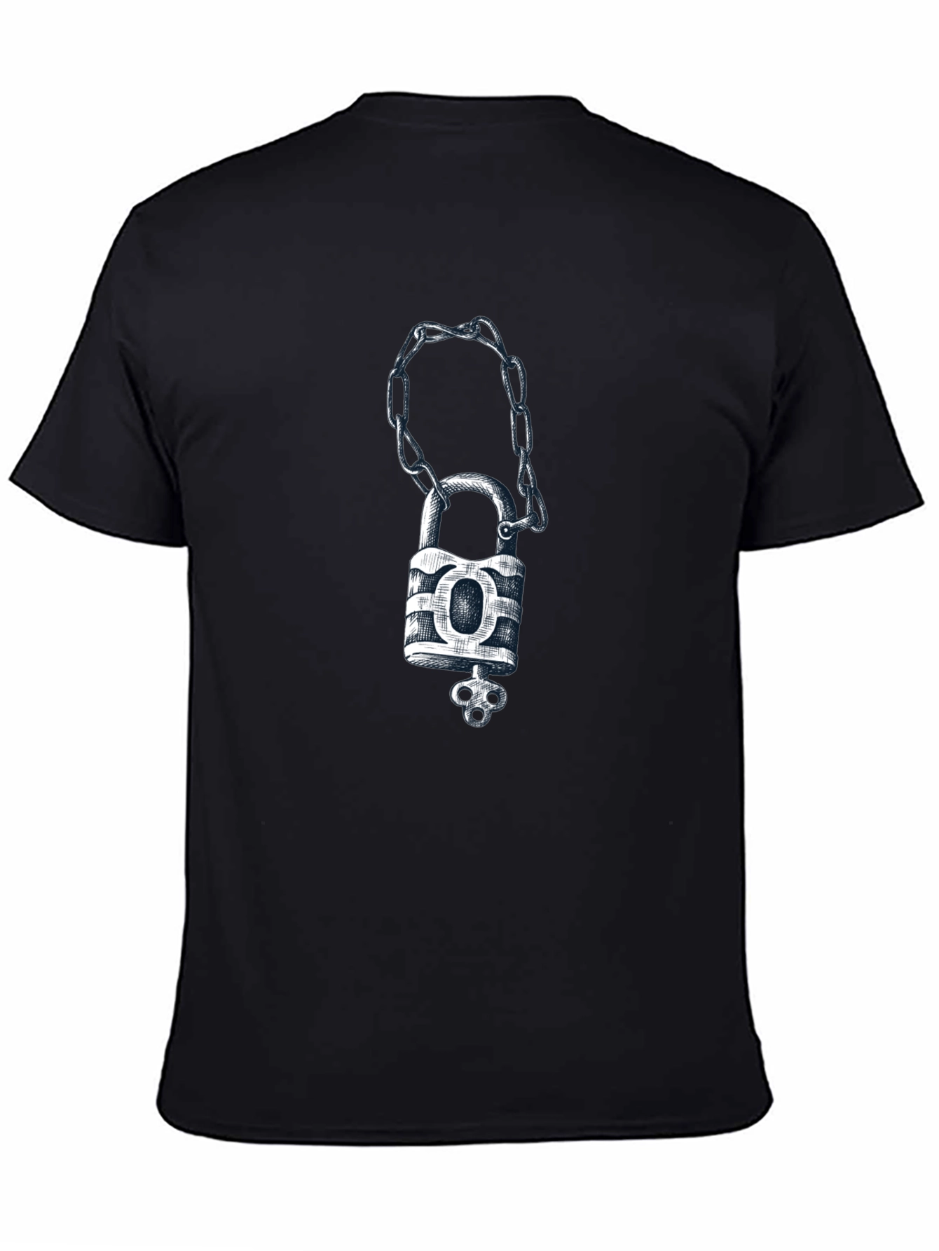 Padlock & Chain Graphic Tee - Mens Black T-Shirt