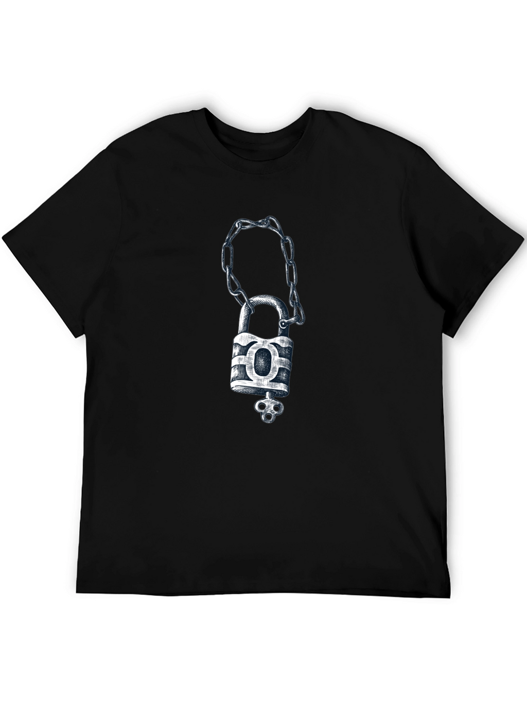 Padlock & Chain Graphic Tee - Mens Black T-Shirt