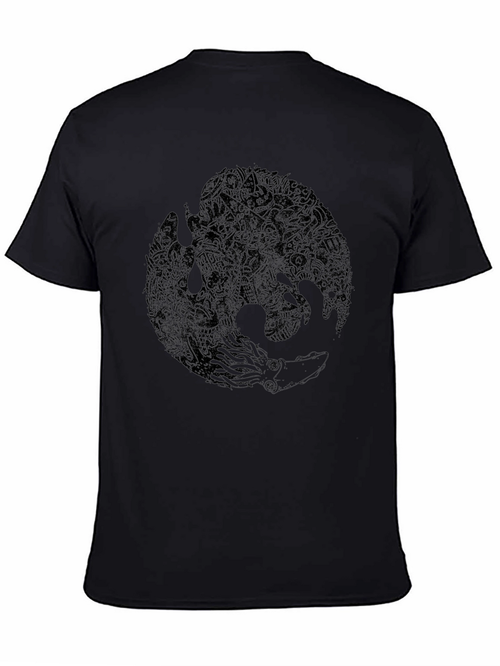 Mens Black Graphic Tee - Octopus & Phoenix