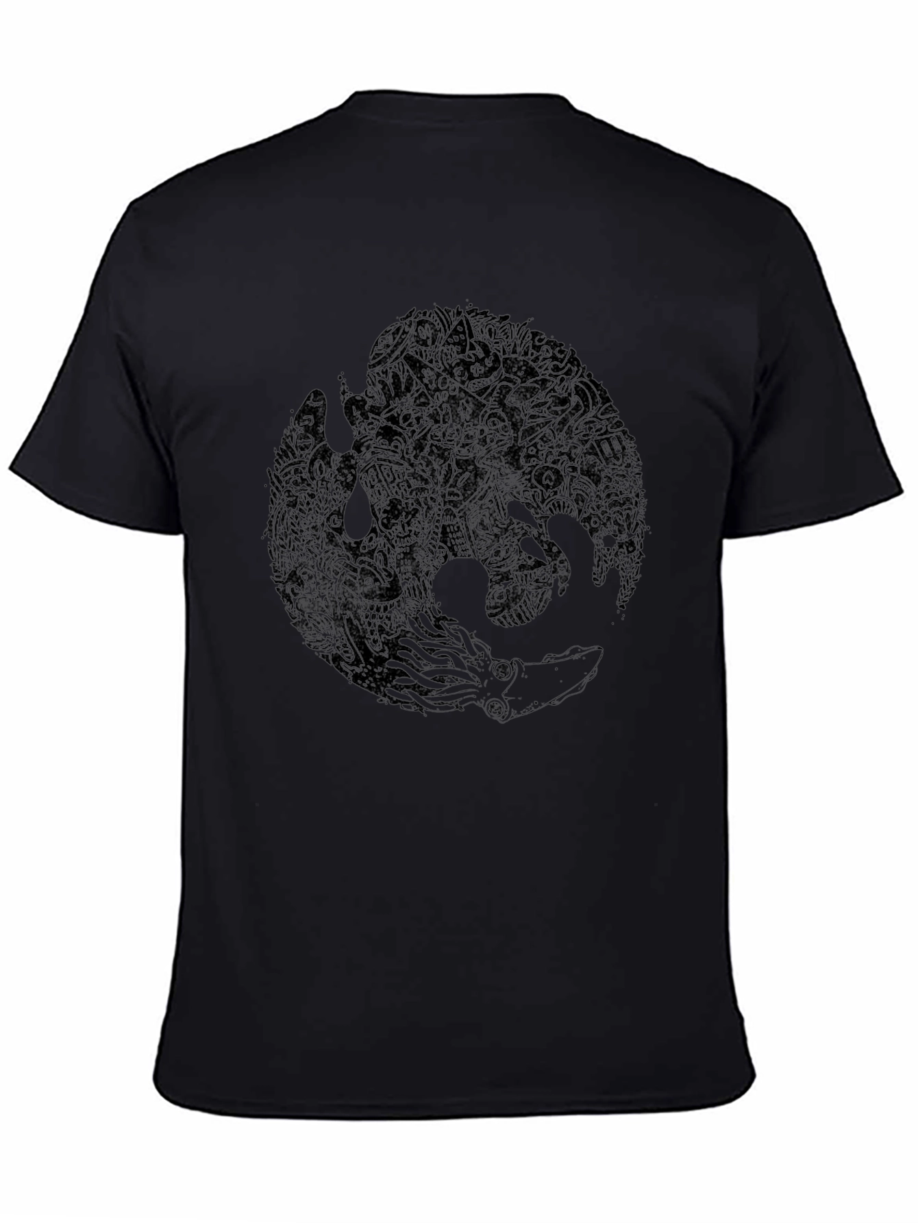 Mens Black Graphic Tee - Octopus & Phoenix