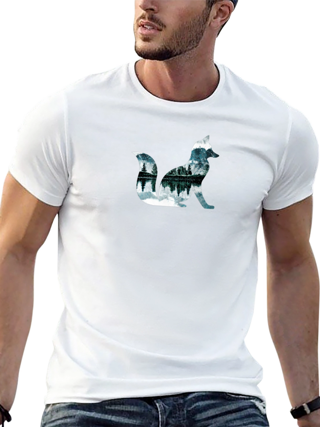 Nature Fox Graphic Black T-Shirt