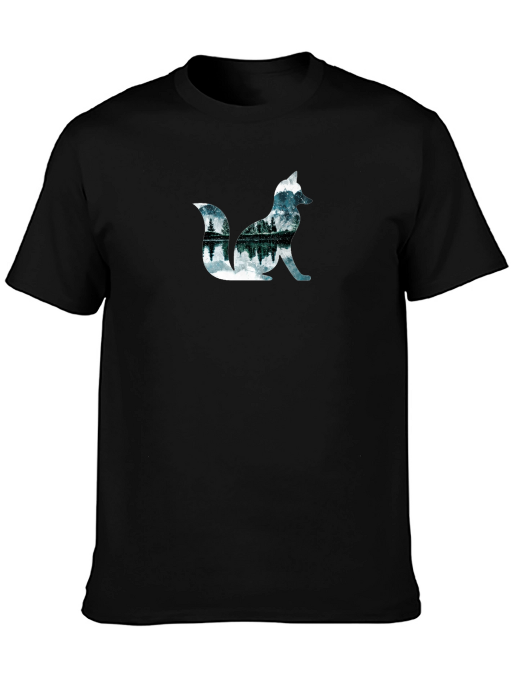 Nature Fox Graphic Black T-Shirt