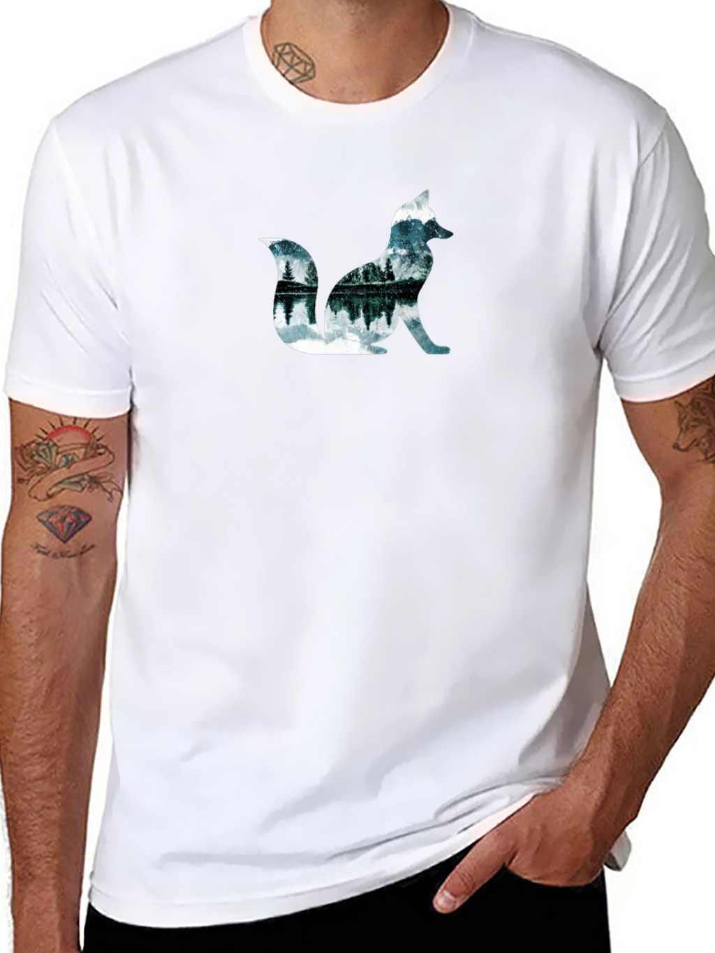 Nature Fox Graphic Black T-Shirt