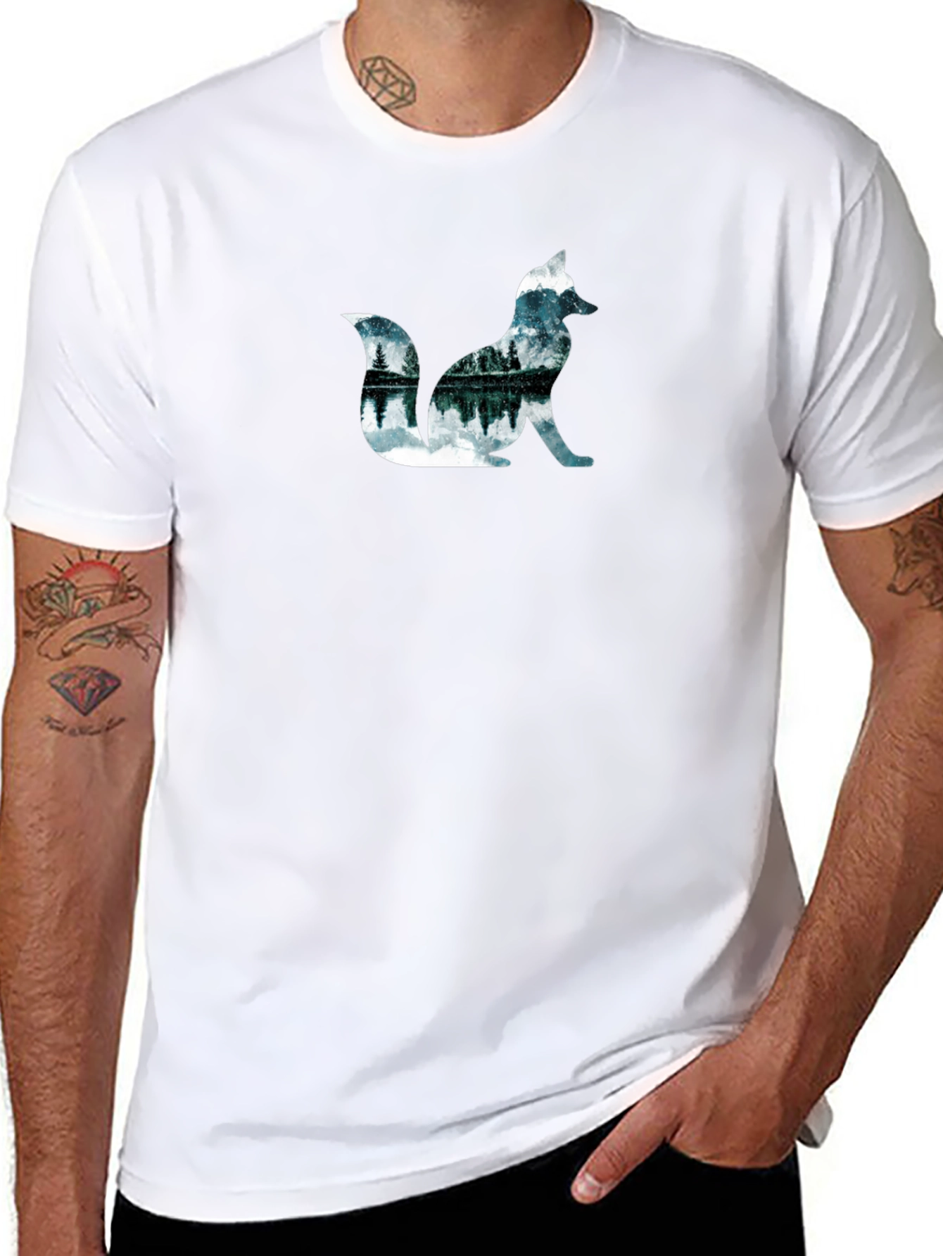Nature Fox Graphic Black T-Shirt