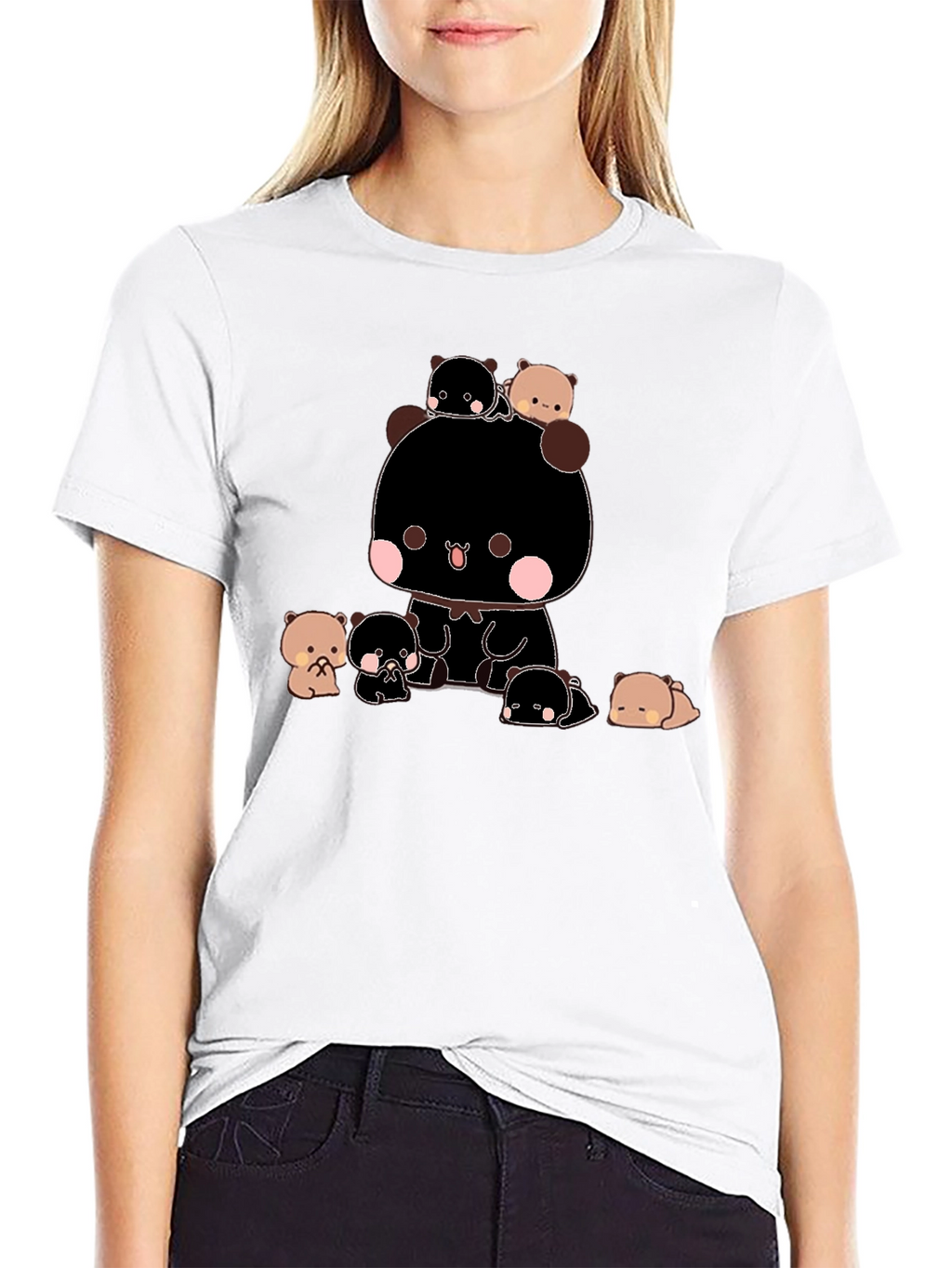 Cute Bear Graphic T-Shirt - Black