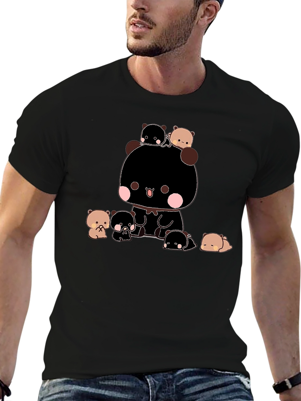 Cute Bear Graphic T-Shirt - Black