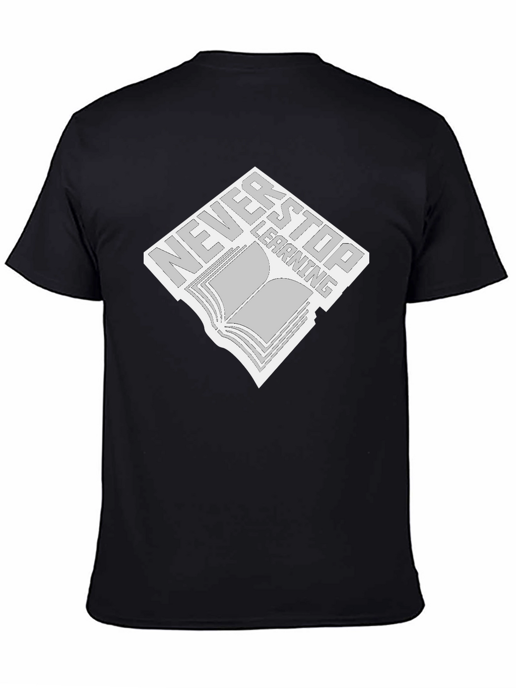 Never Stop Learning Black T-Shirt - Book Design