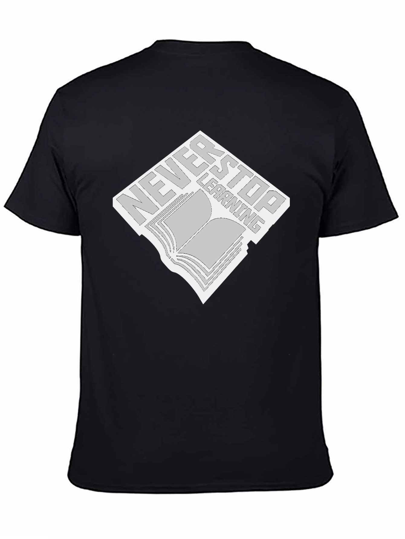 Never Stop Learning Black T-Shirt - Book Design
