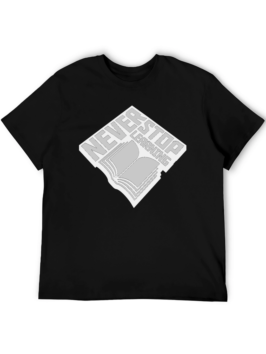 Never Stop Learning Black T-Shirt - Book Design