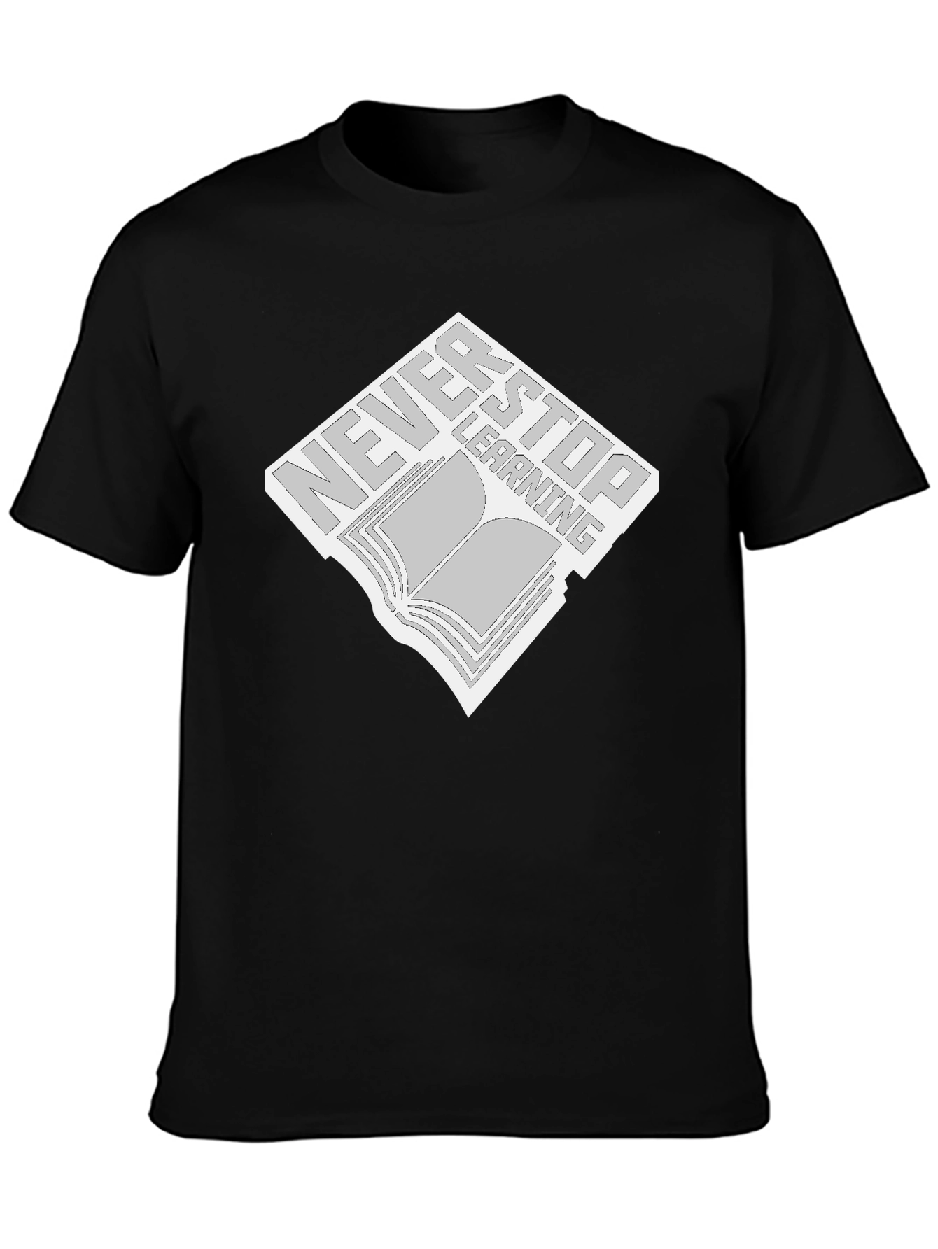 Never Stop Learning Black T-Shirt - Book Design