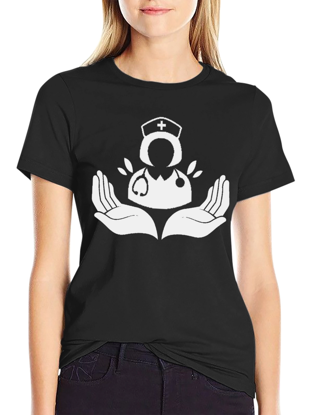 Nurse Graphic Tee - Caring Hands Design T-Shirt