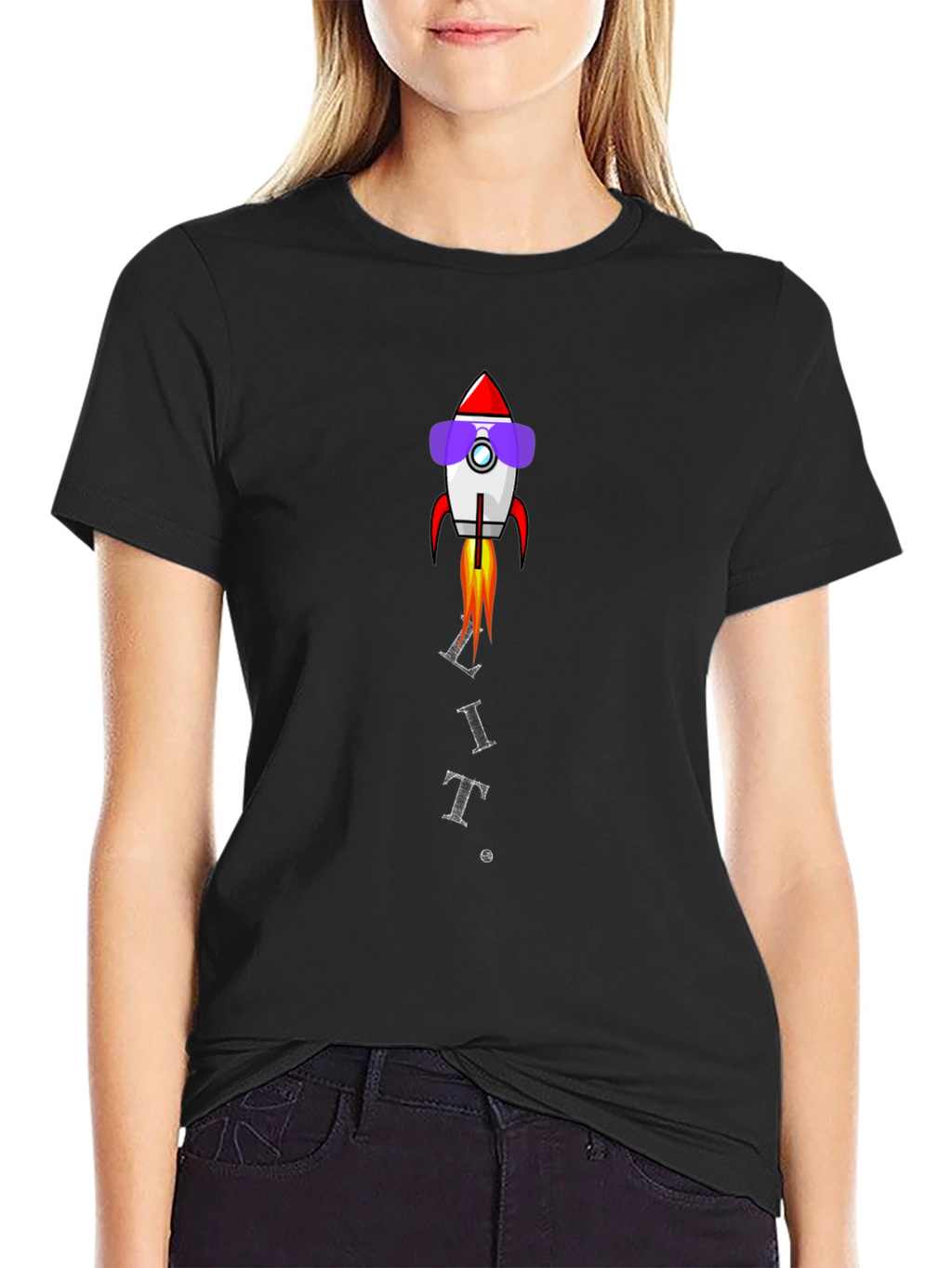 Rocket Sunglasses Graphic Black T-Shirt
