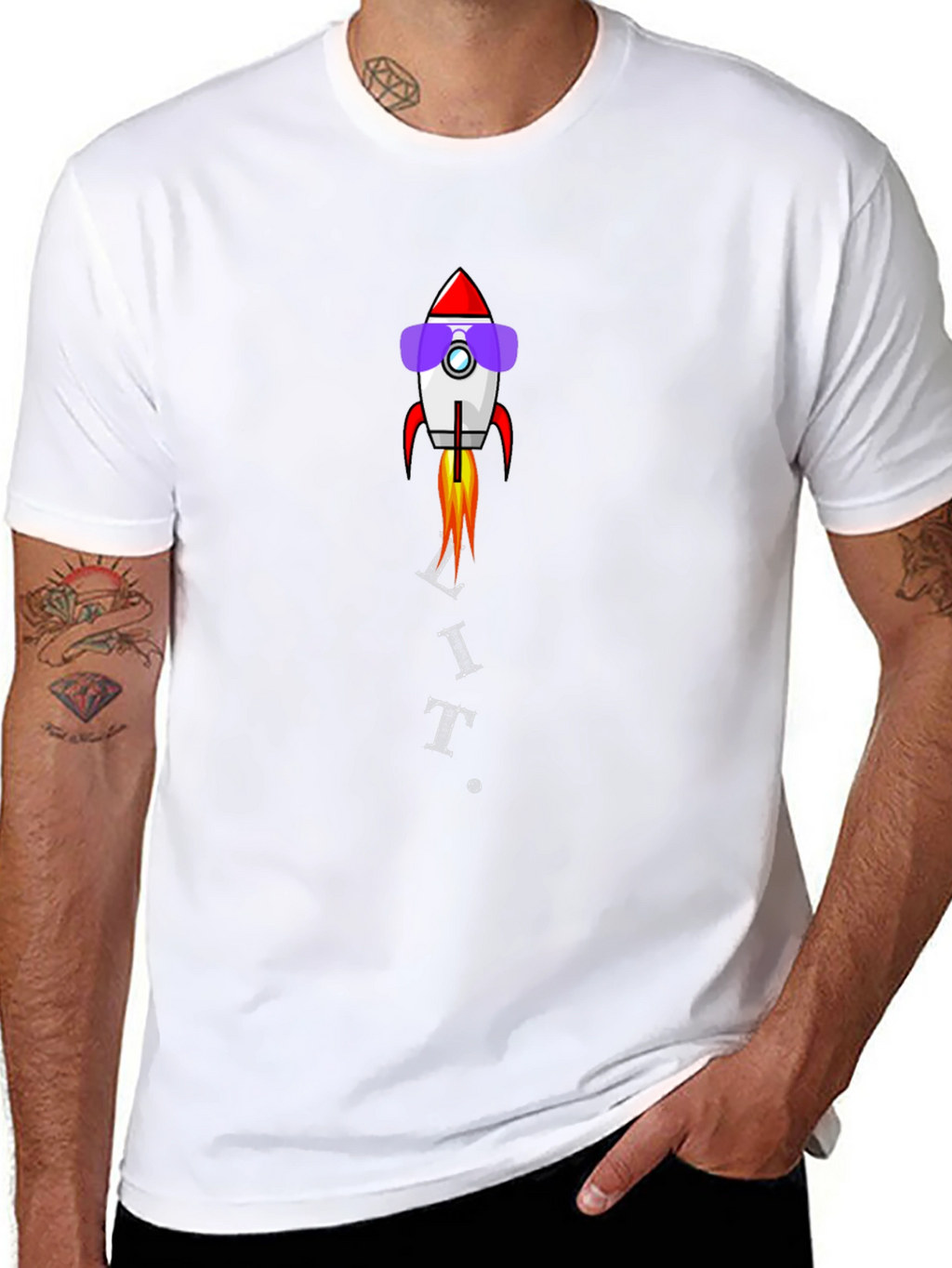 Rocket Sunglasses Graphic Black T-Shirt