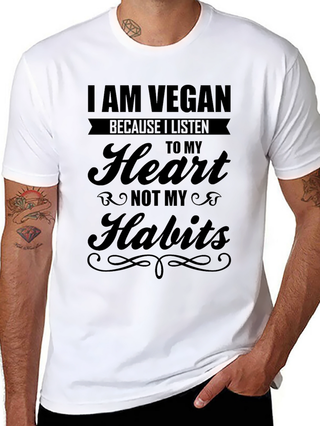 I Am Vegan T-Shirt: Heart Not Habits