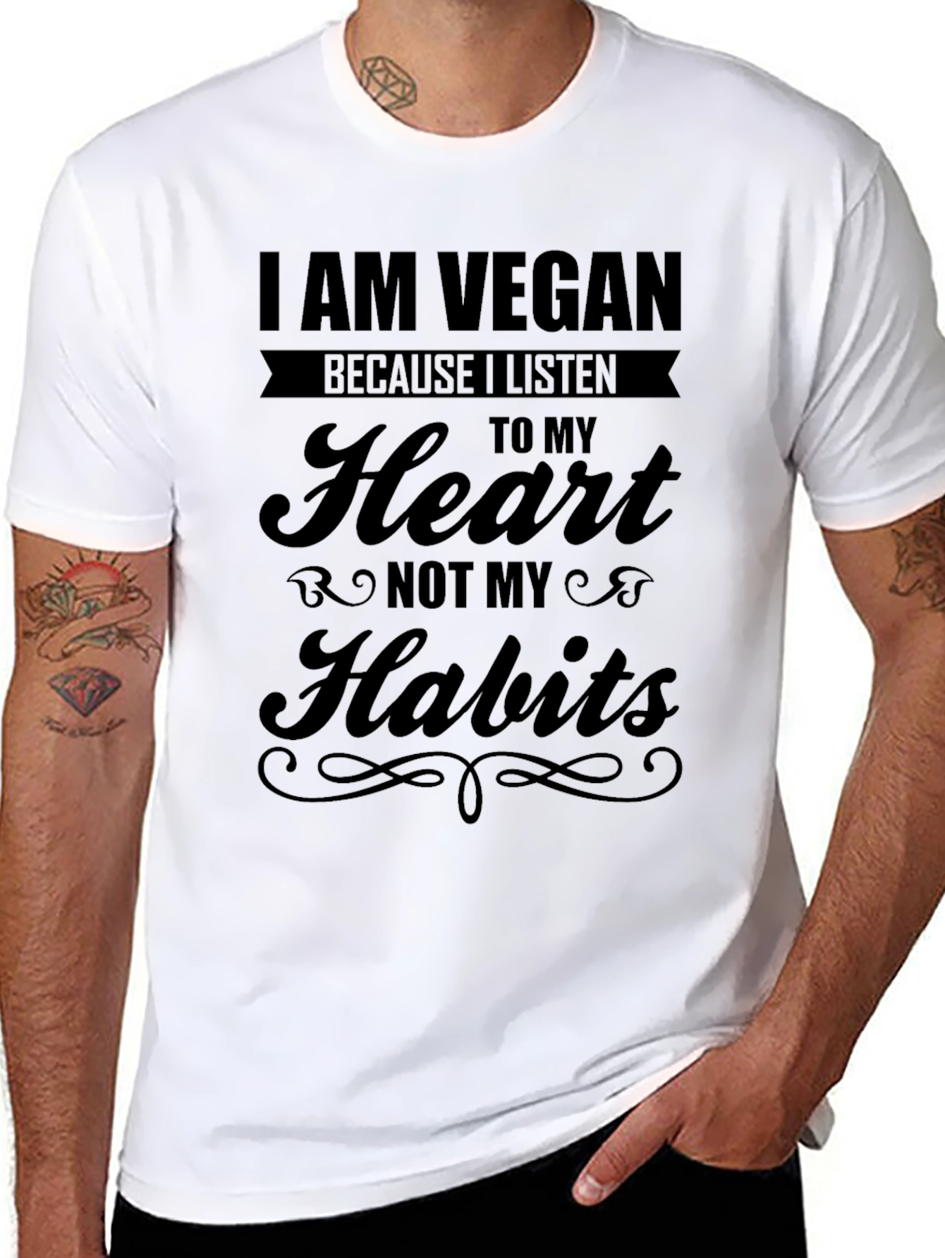 I Am Vegan T-Shirt: Heart Not Habits