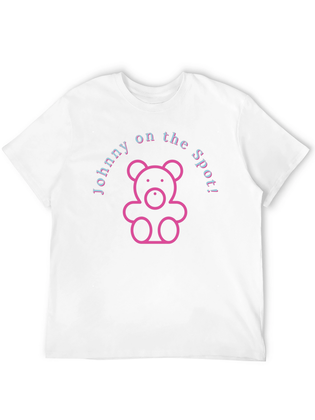 Johnny on the Spot! Black T-Shirt with Teddy Bear