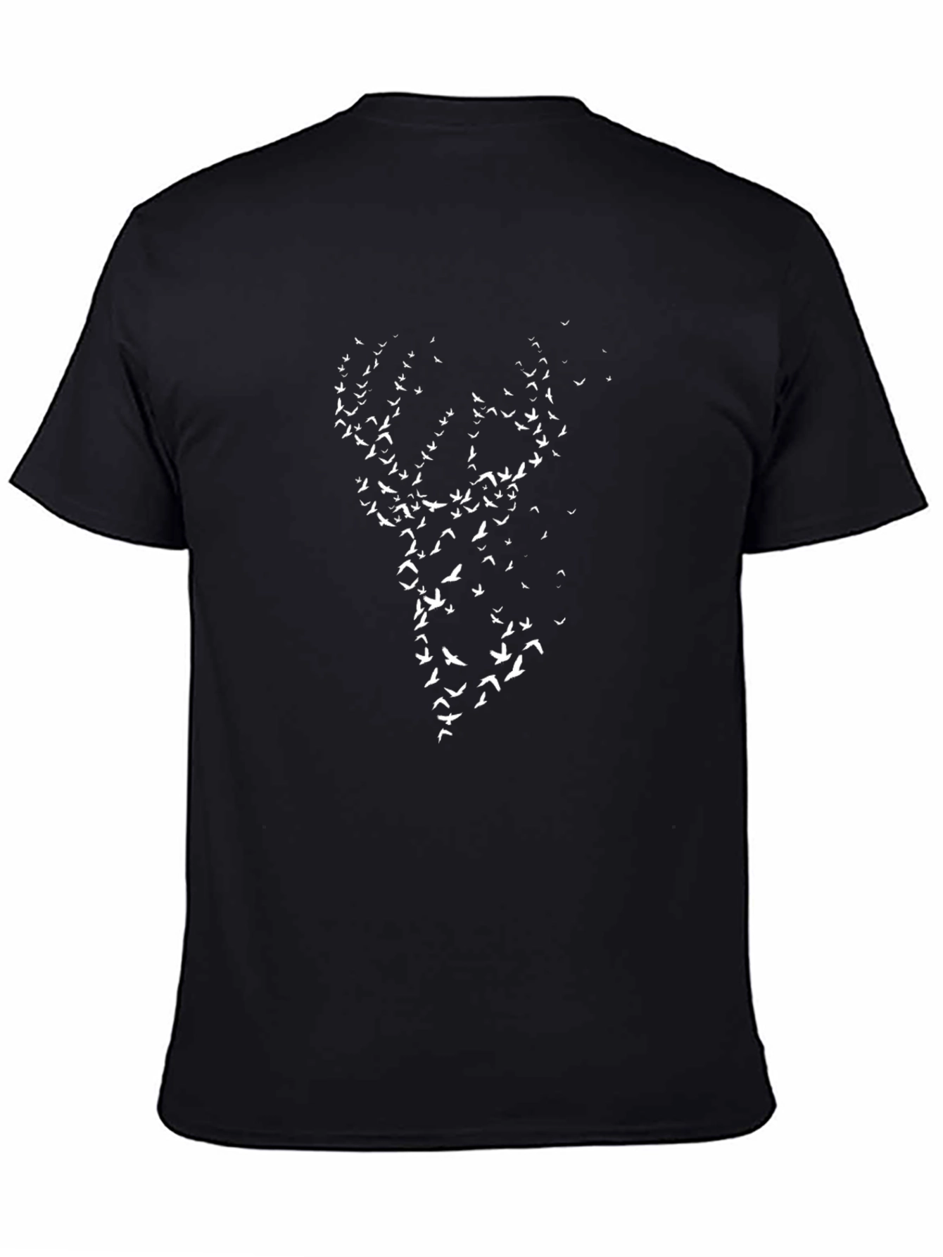 Black T-Shirt with Bird Antler Design