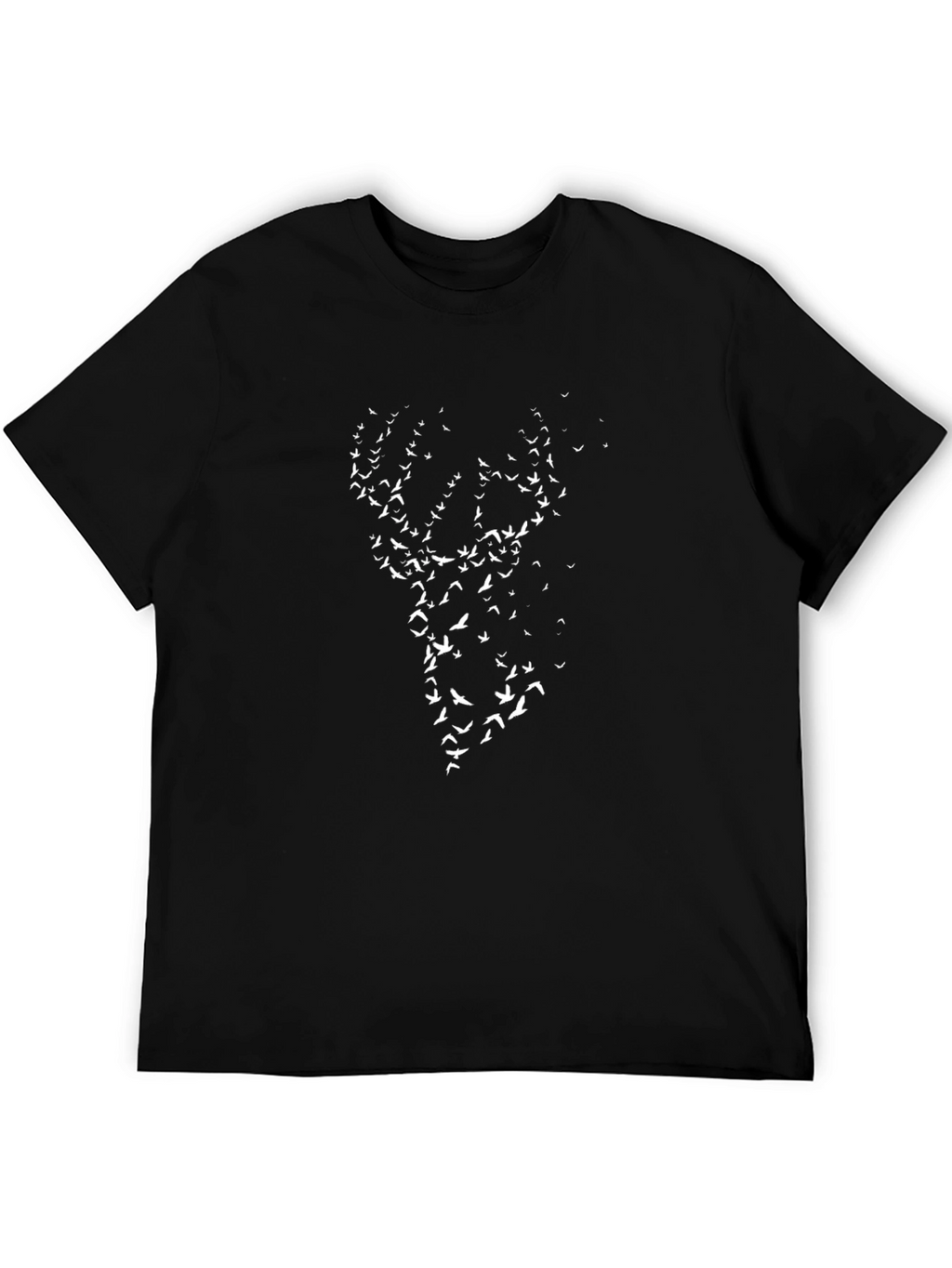 Black T-Shirt with Bird Antler Design