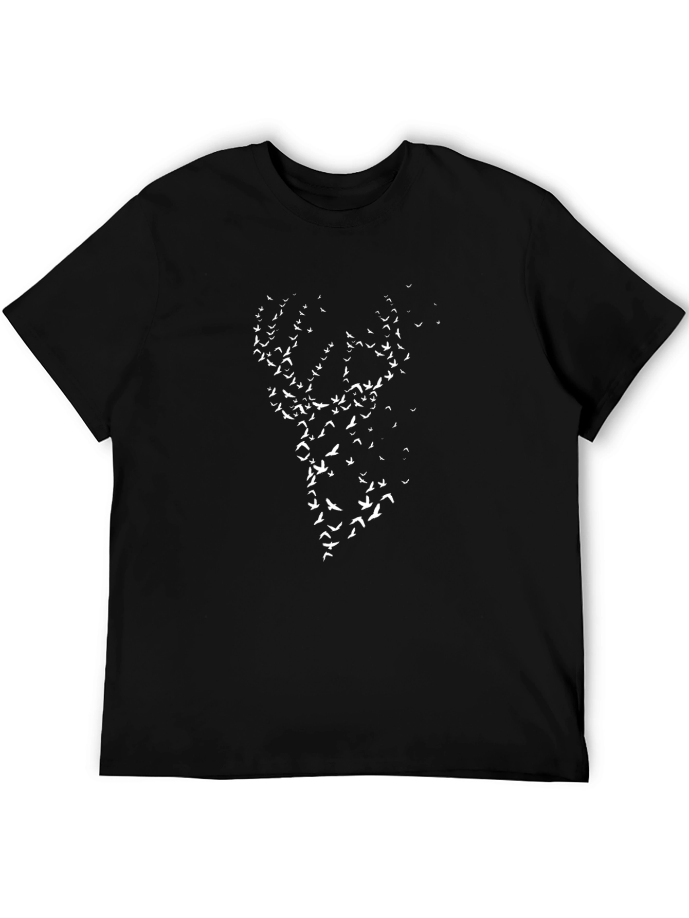 Black T-Shirt with Bird Antler Design