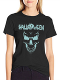Halloween Skull Graphic Tee - Spooky Season Shirt