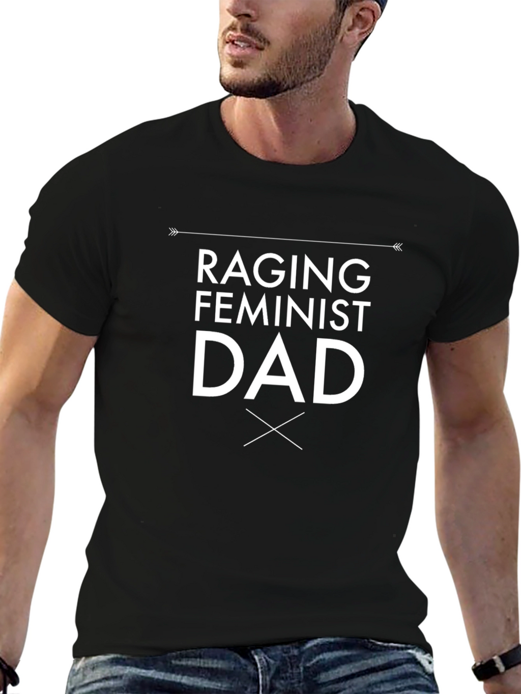 Raging Feminist Dad Graphic Tee - Black Cotton
