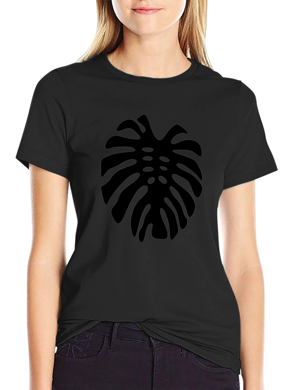 Mens Black Monstera Leaf Graphic Tee