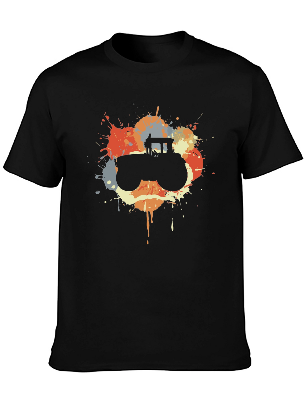 Retro Tractor Splash Black T-Shirt