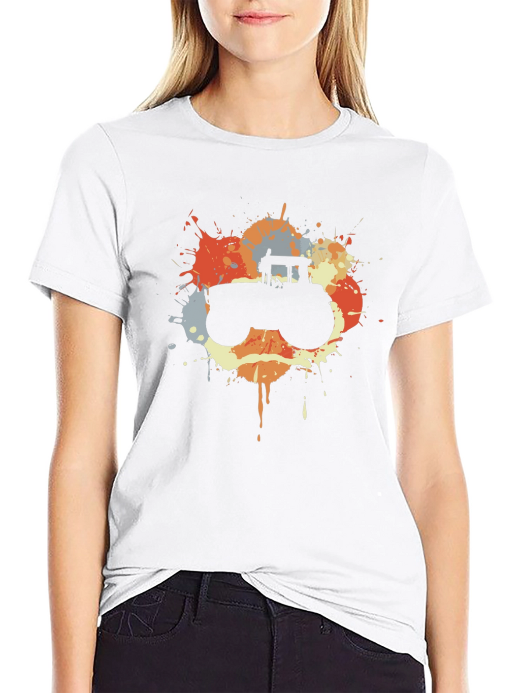 Retro Tractor Splash Black T-Shirt