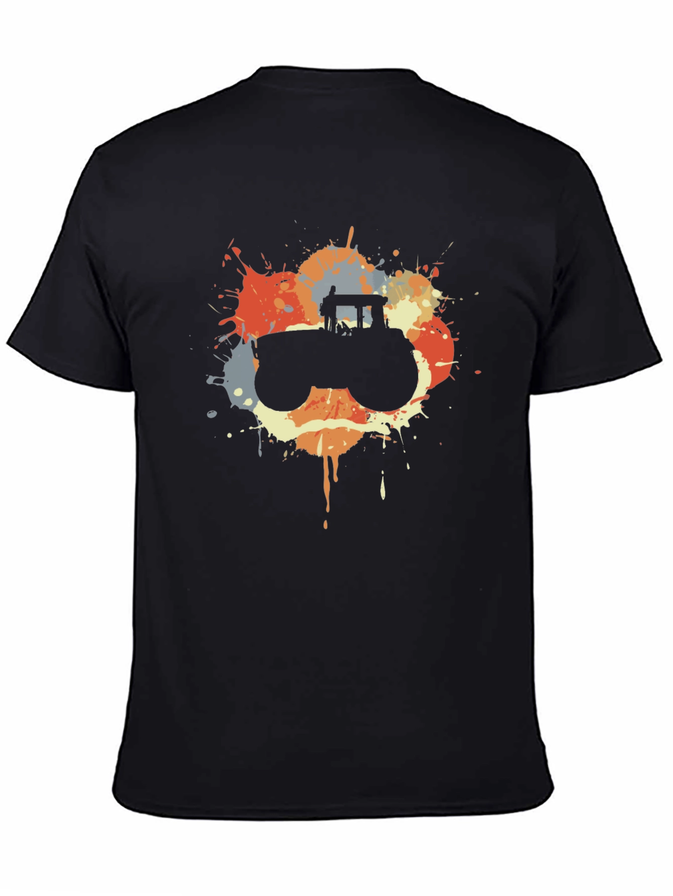 Retro Tractor Splash Black T-Shirt