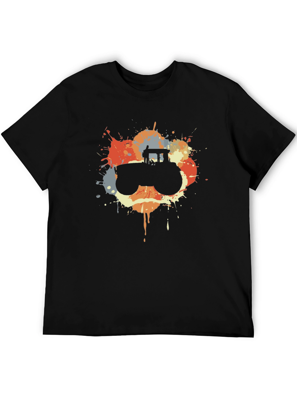 Retro Tractor Splash Black T-Shirt