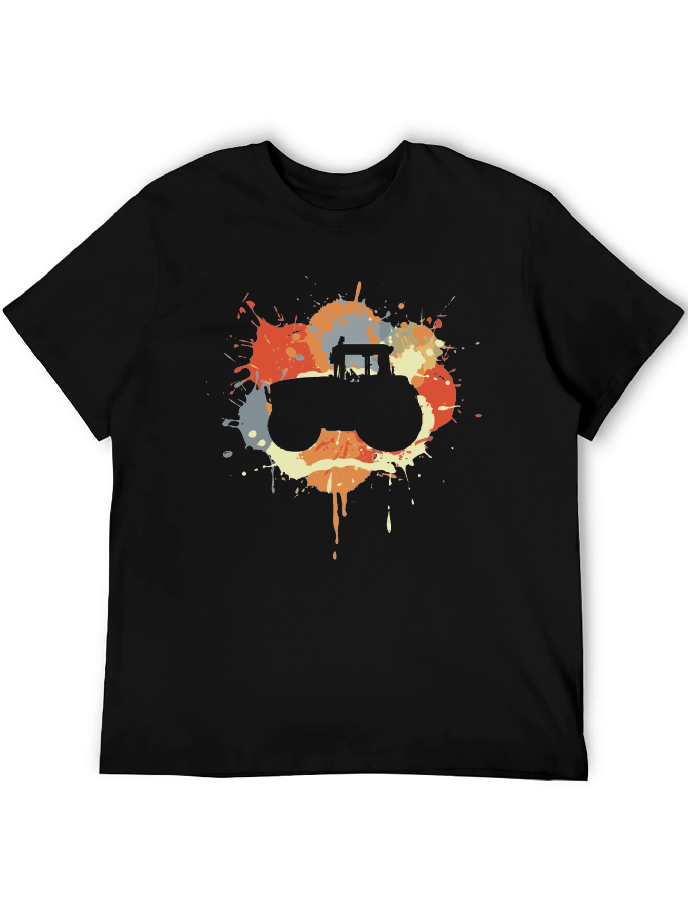 Retro Tractor Splash Black T-Shirt