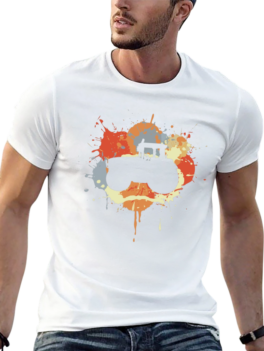 Retro Tractor Splash Black T-Shirt