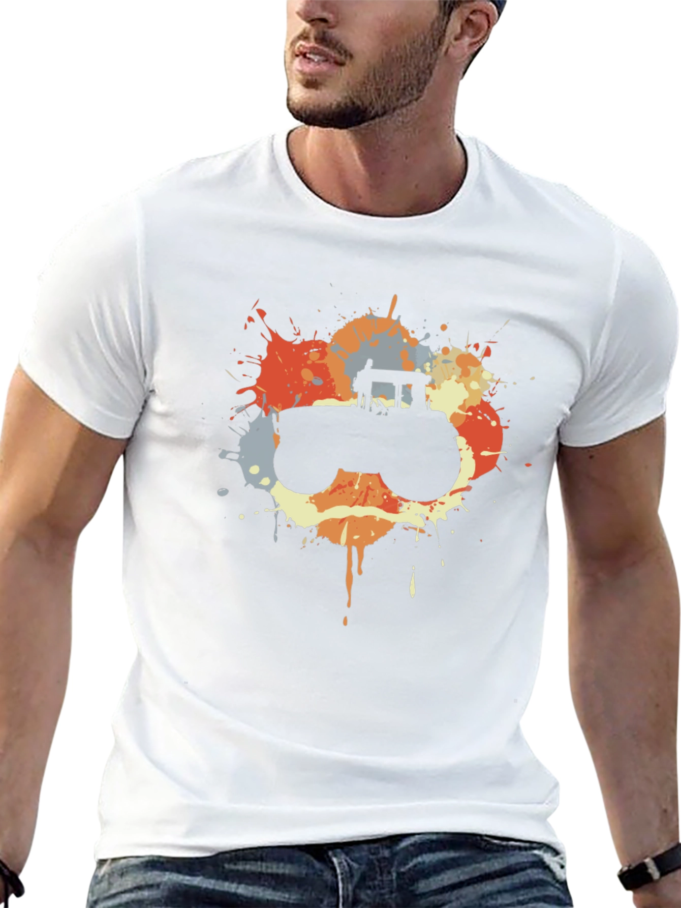 Retro Tractor Splash Black T-Shirt