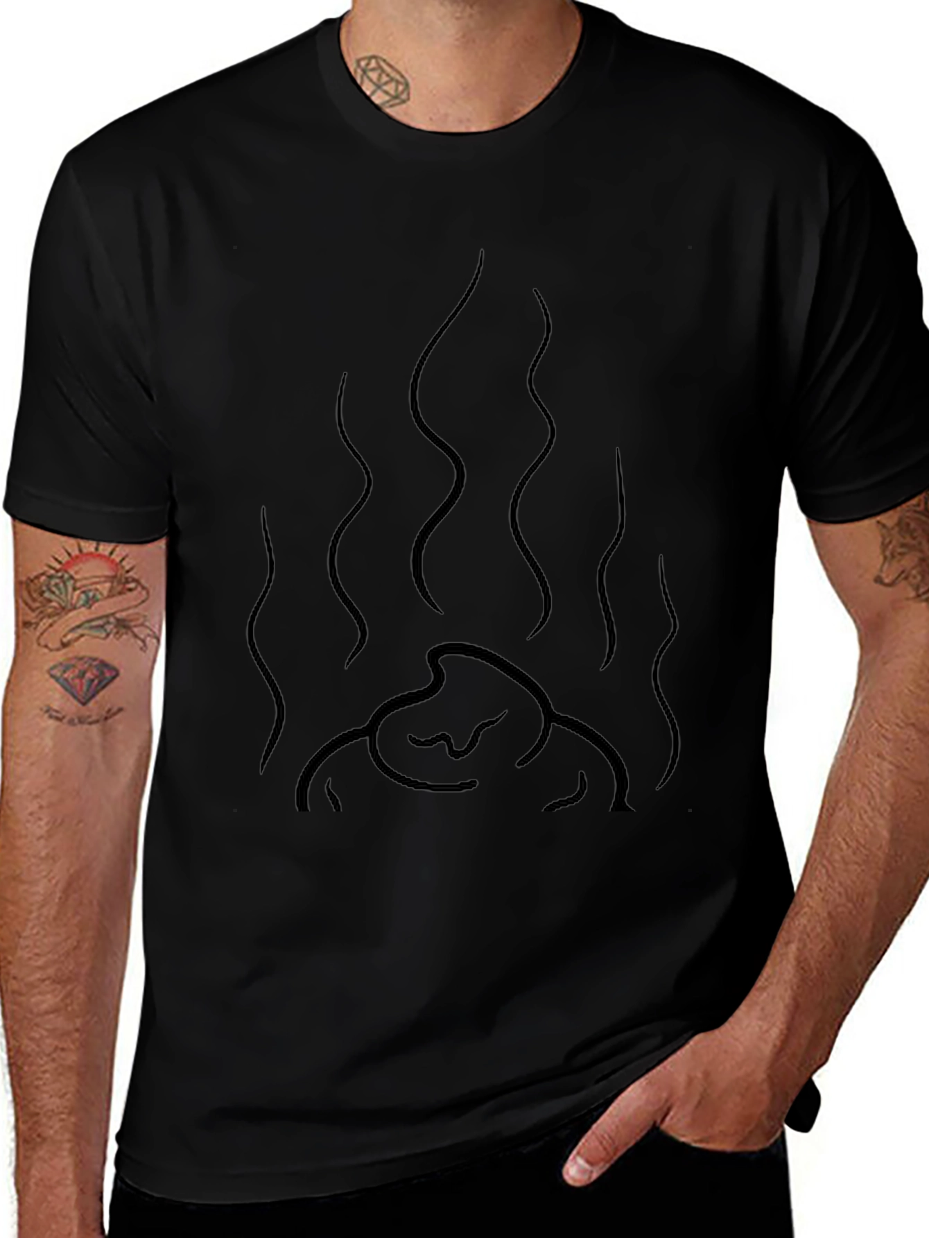 Mens Black Graphic Tee - Funny Smelly Poop Design