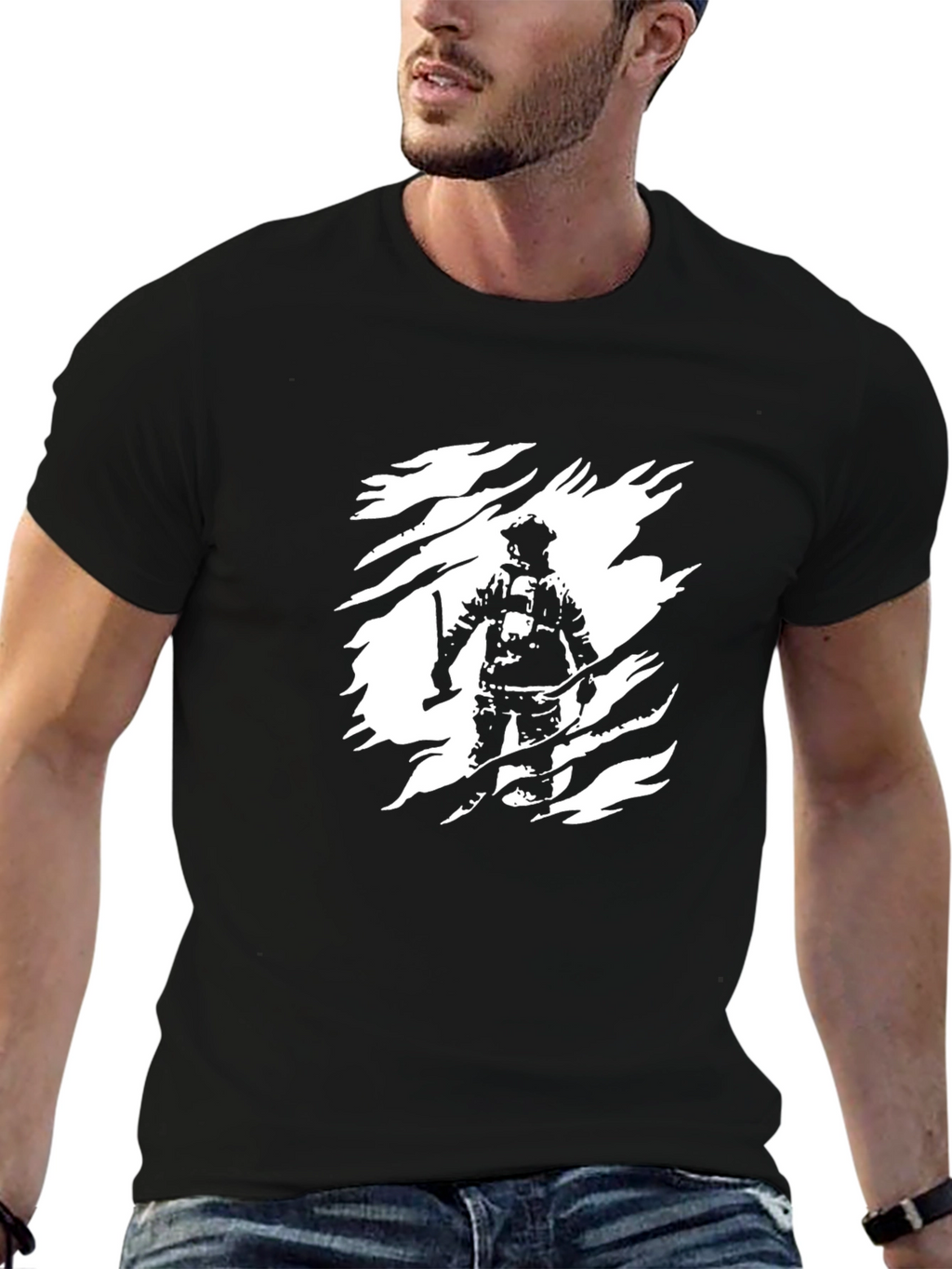 Firefighter Graphic Tee - Black Cotton Blend