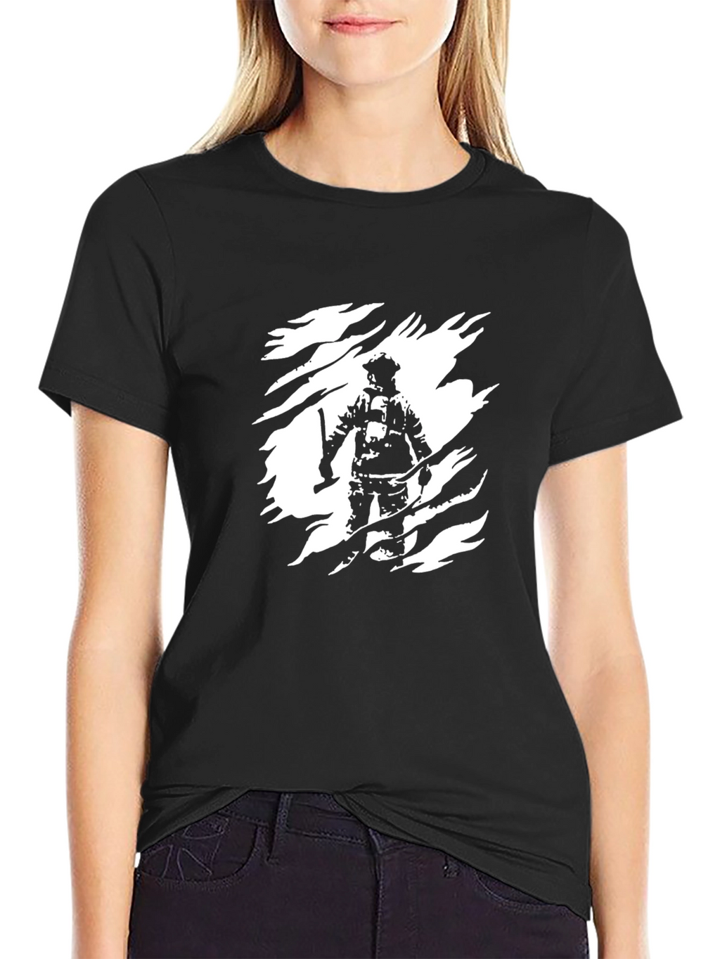 Firefighter Graphic Tee - Black Cotton Blend