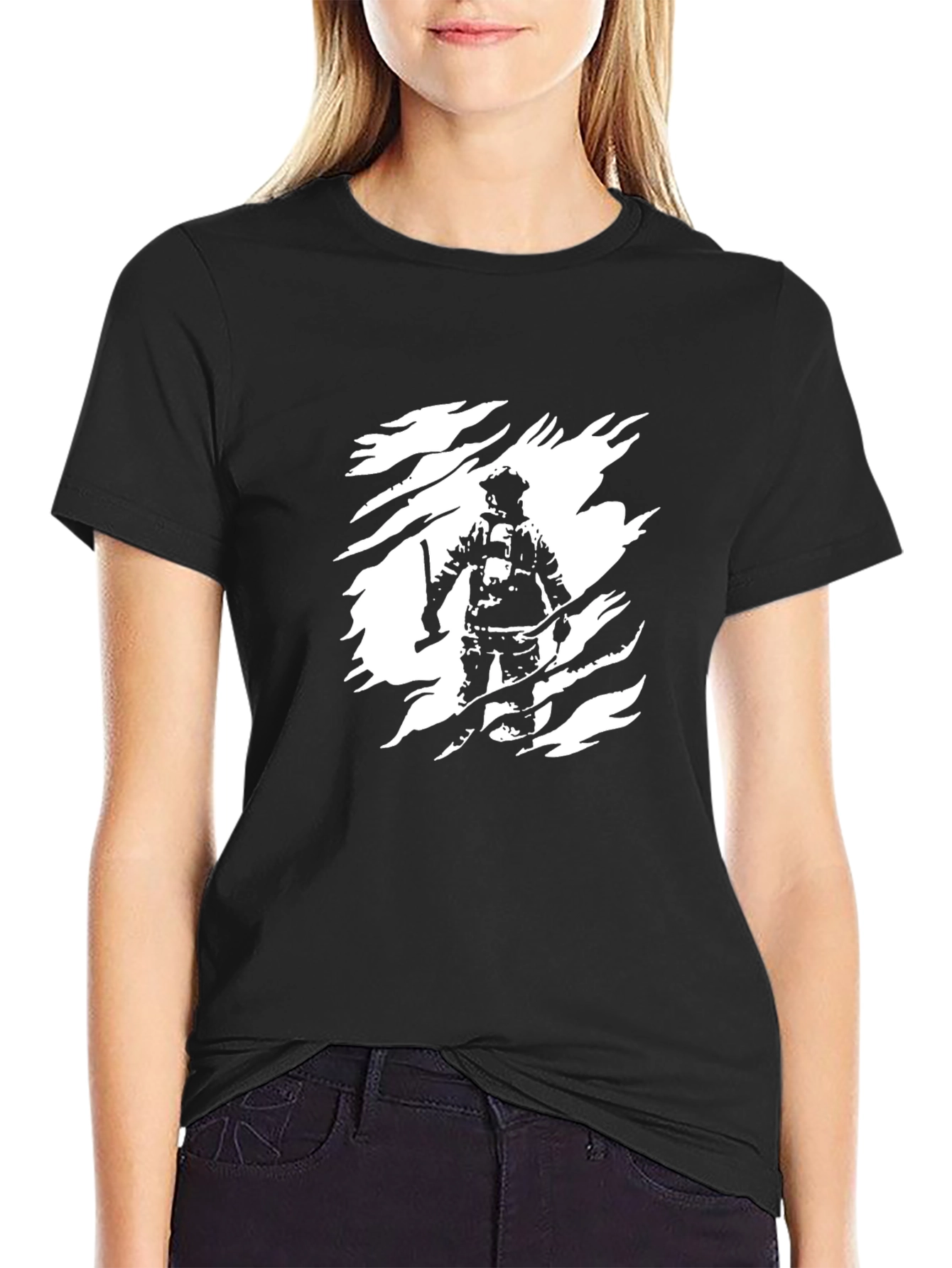 Firefighter Graphic Tee - Black Cotton Blend