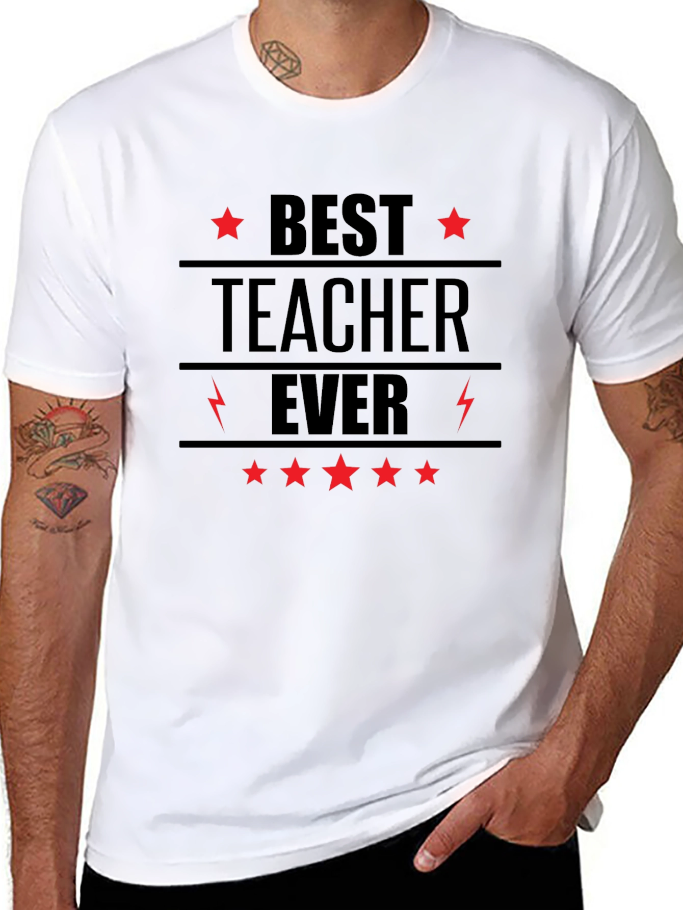 Best Teacher Ever Black Graphic T-Shirt