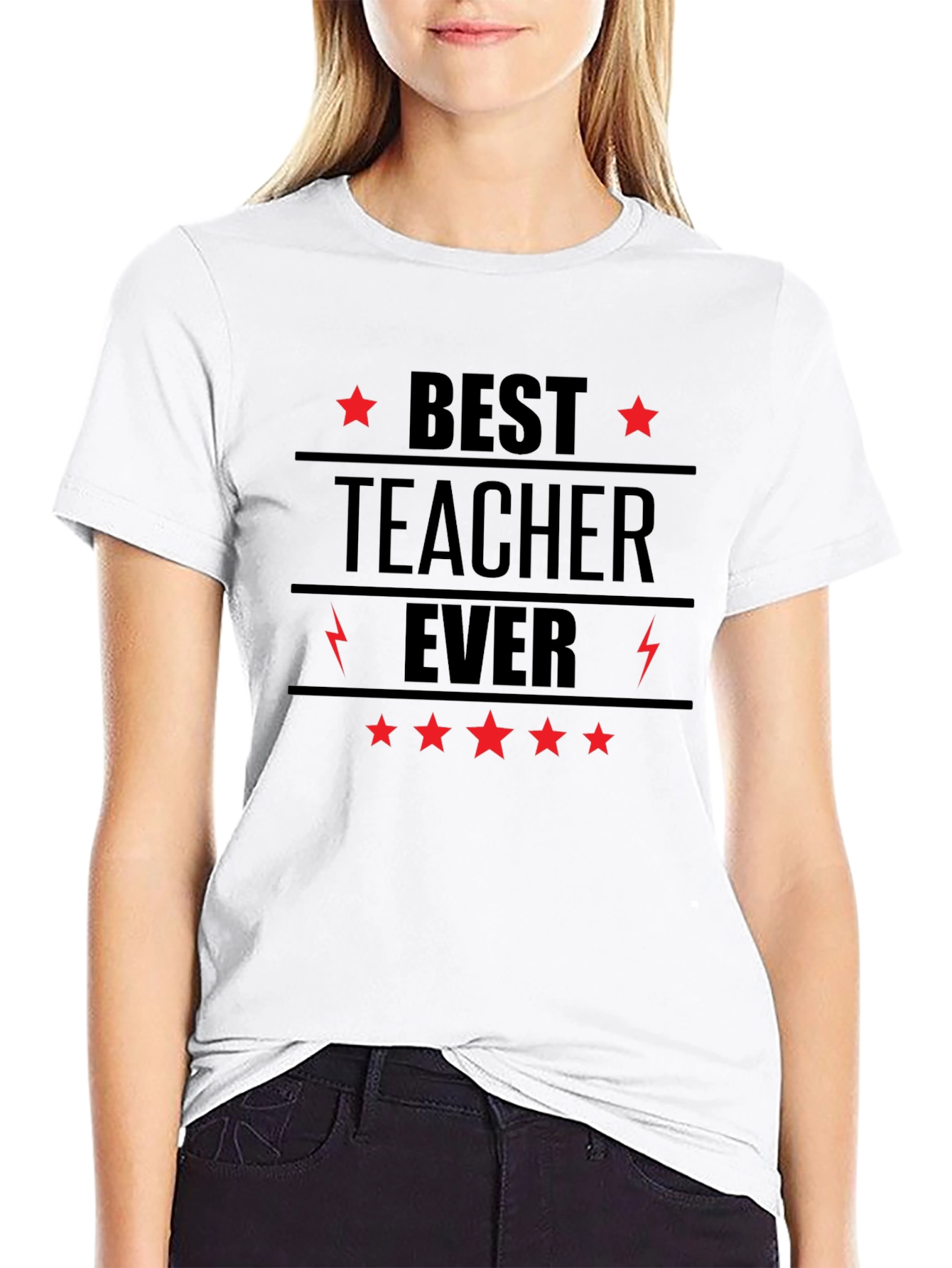 Best Teacher Ever Black Graphic T-Shirt