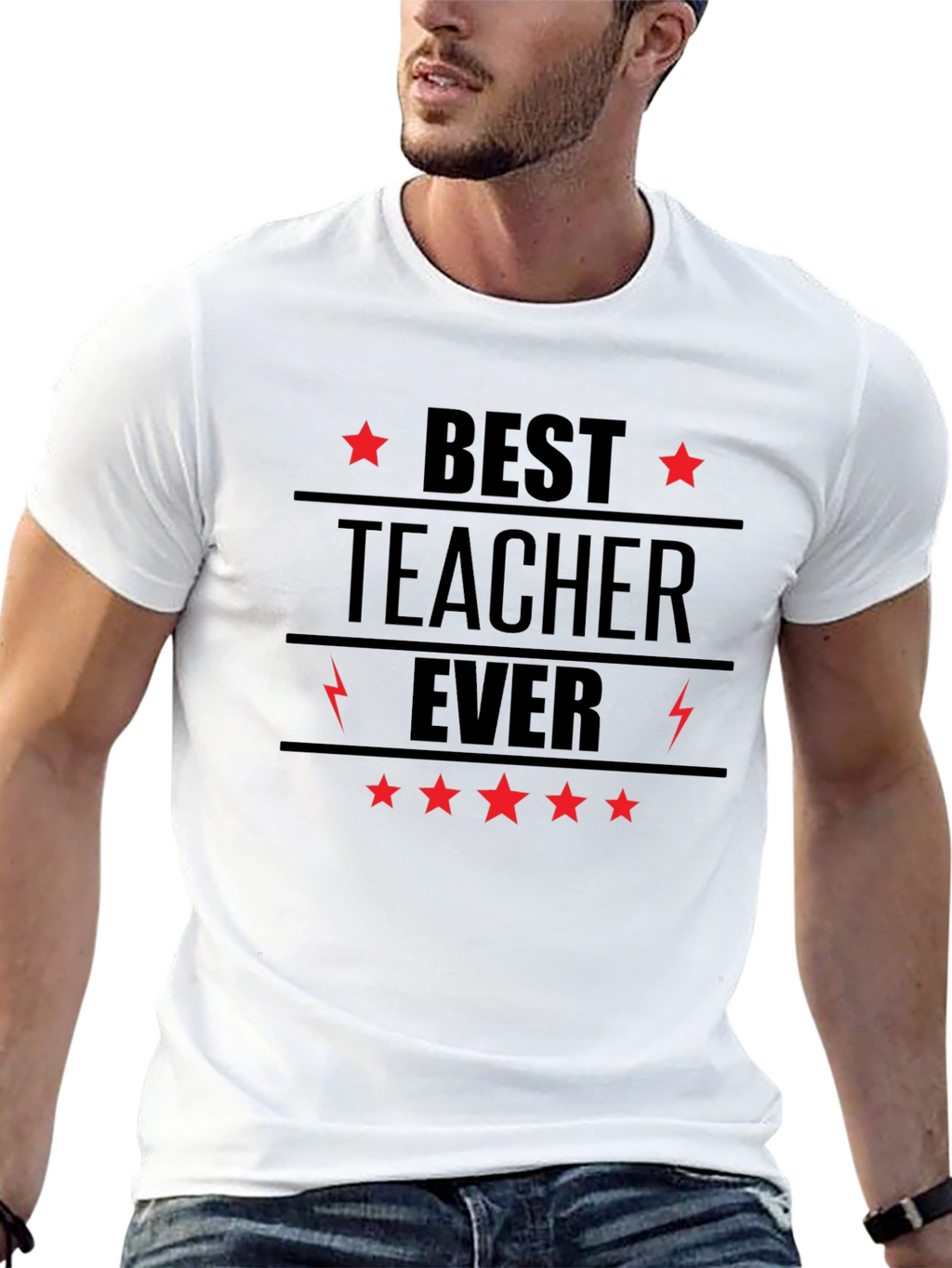 Best Teacher Ever Black Graphic T-Shirt